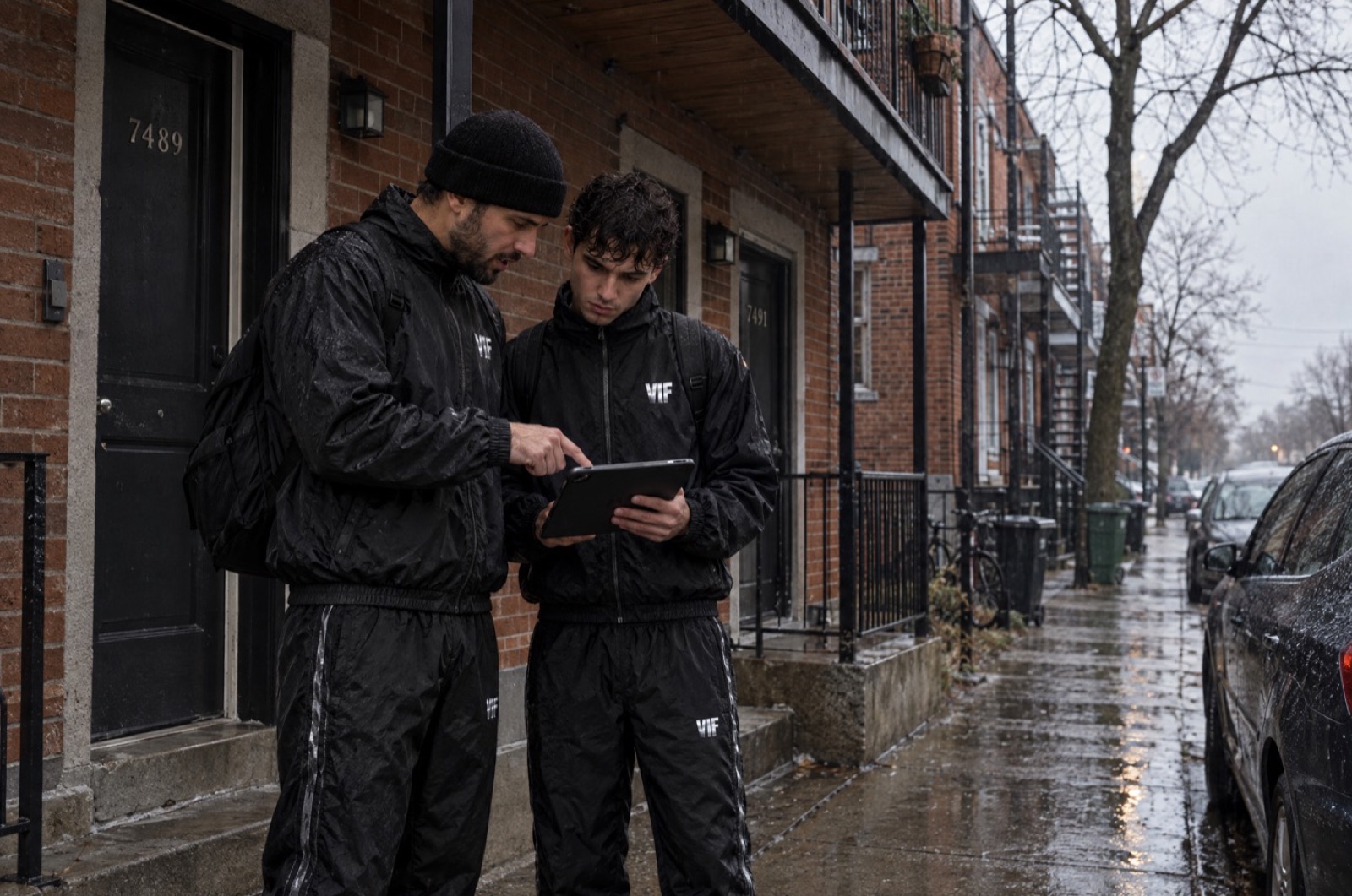 Un coach et un représentant sous la pluie